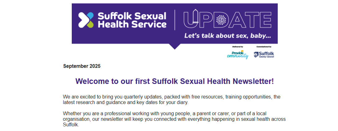 Welcome to our first Suffolk Sexual Health Newsletter!